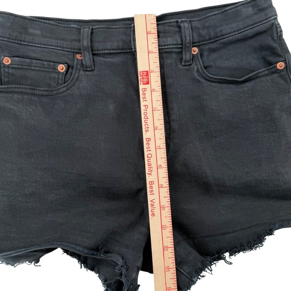 Victoria's Secret PINK Black Denim Shorts Womens 29 High Rise Frayed Hem Cut Off - Picture 3 of 8